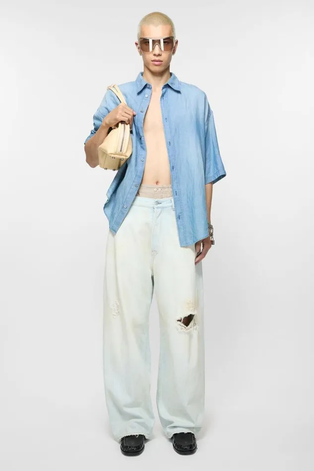Acne Studios Super Baggy Fit Jeans 8211 2023 Light Bluewhite Man Jeans