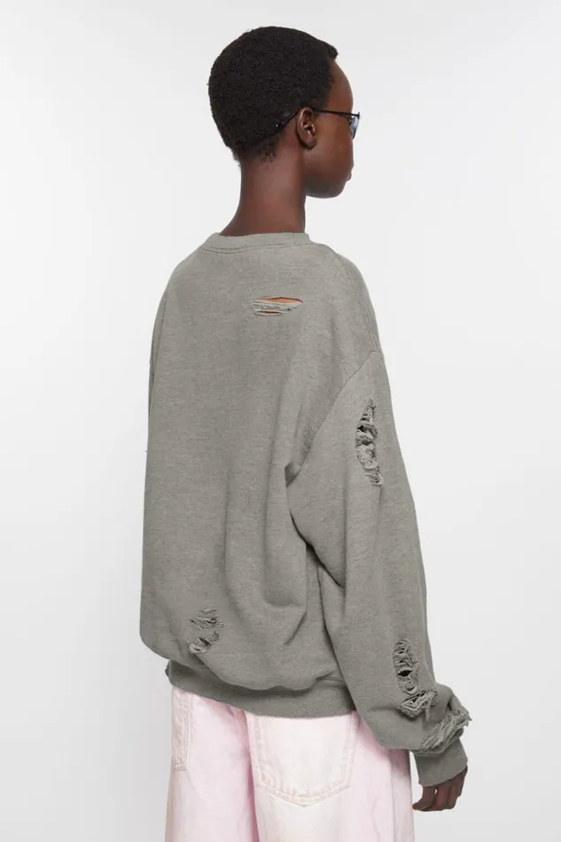 Acne Studios Sweater Printed Logo Moss Green Woman Sweatshirts