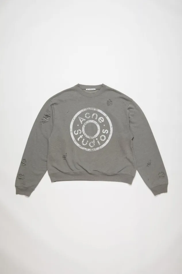 Acne Studios Sweater Printed Logo Moss Green Woman Sweatshirts
