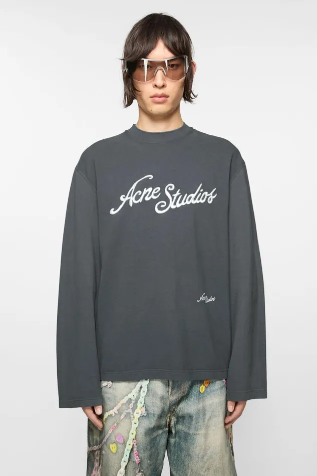 Acne Studios Tshirt Logo 8211 Relaxed Fit Faded Grey Man Tshirts