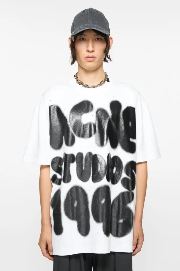 Acne Studios Tshirt Logo 8211 Relaxed Unisex Fit Optic White Man Tshirts