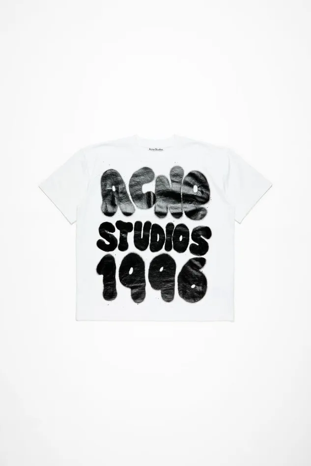 Acne Studios Tshirt Logo 8211 Relaxed Unisex Fit Optic White Man Tshirts