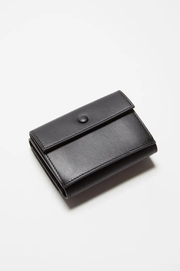 Acne Studios Trifold Leather Wallet Black Man Small Leather Goods