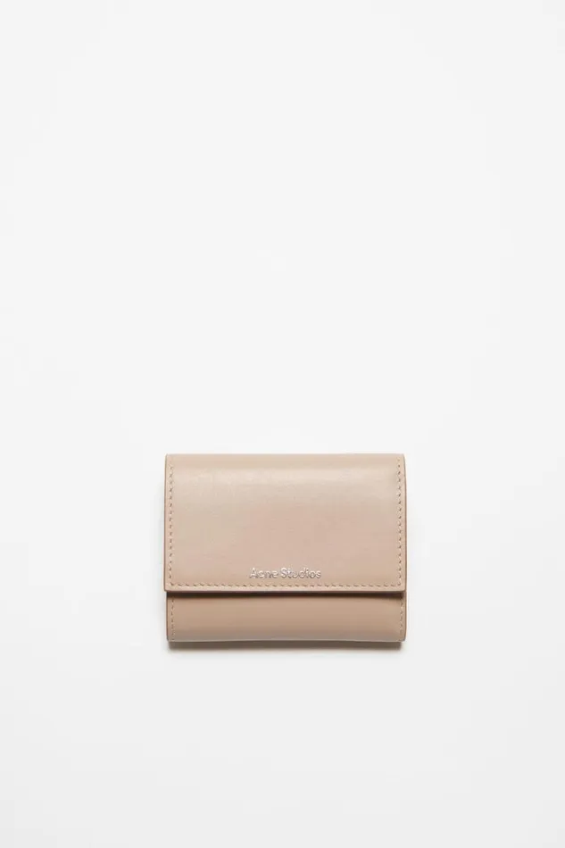 Acne Studios Trifold Leather Wallet Taupe Beige Man Small Leather Goods