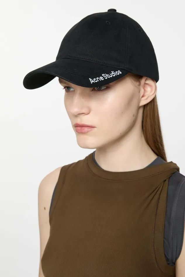 Acne Studios Twill Logo Cap Black Man Hats
