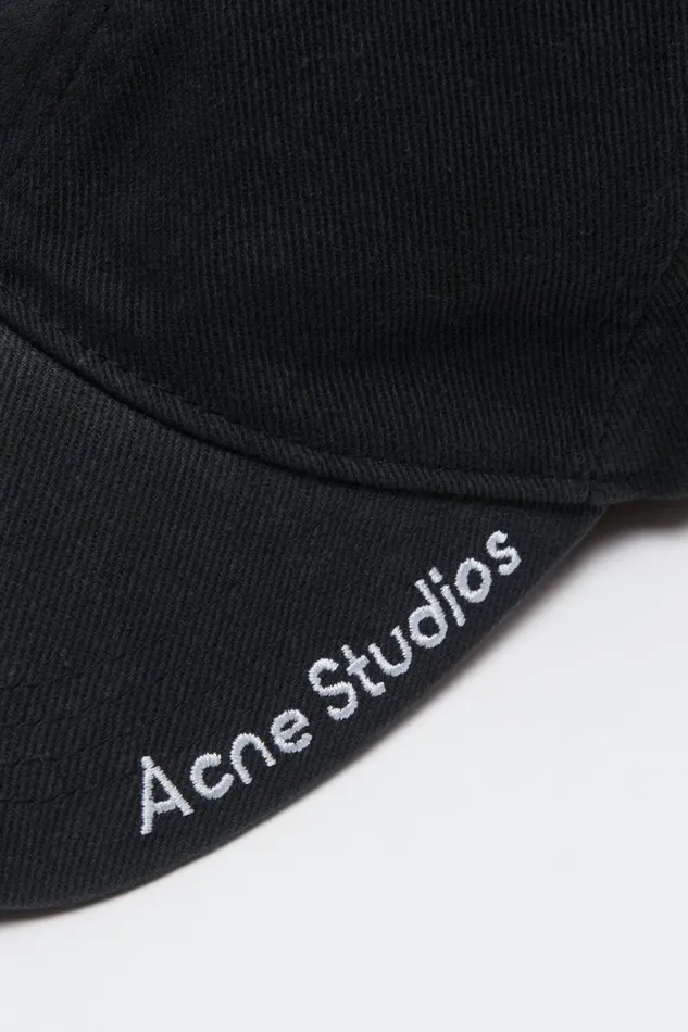 Acne Studios Twill Logo Cap Black Man Hats
