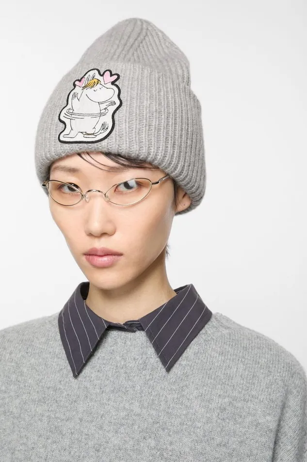 Acne Studios Wool Beanie Acne Studios X Moomin Light Grey Melange Woman Hats