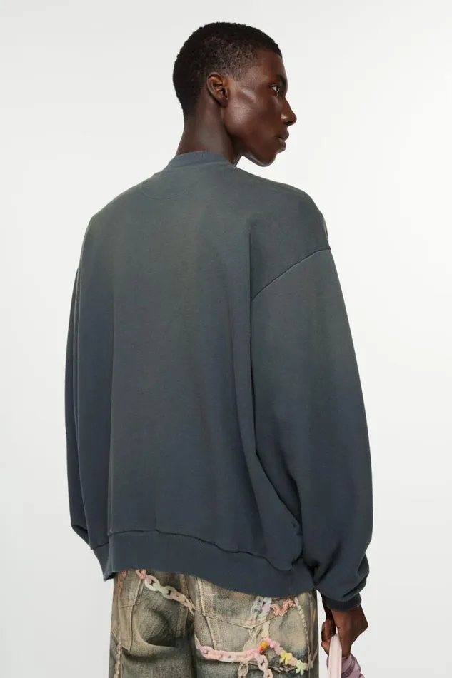 Acne Studios Zip Sweater Logo Black Man Sweatshirts
