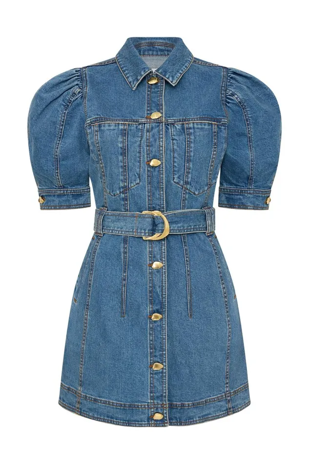 Aje Denim Adriana Puff Sleeve Mini Dress 90039s Wash 8211 Women Aje Denim Adriana Puff Sleeve Mini Dress 90039s Wash 8211 Women