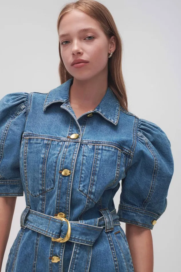 Aje Denim Adriana Puff Sleeve Mini Dress 90039s Wash 8211 Women Aje Denim Adriana Puff Sleeve Mini Dress 90039s Wash 8211 Women