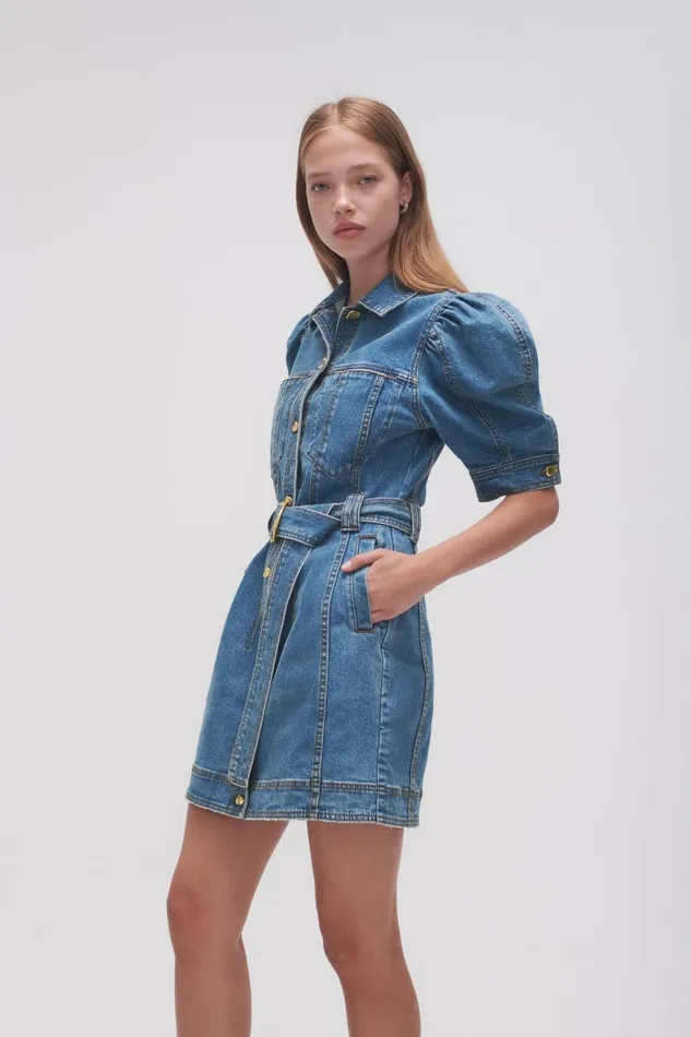 Aje Denim Adriana Puff Sleeve Mini Dress 90039s Wash 8211 Women Aje Denim Adriana Puff Sleeve Mini Dress 90039s Wash 8211 Women