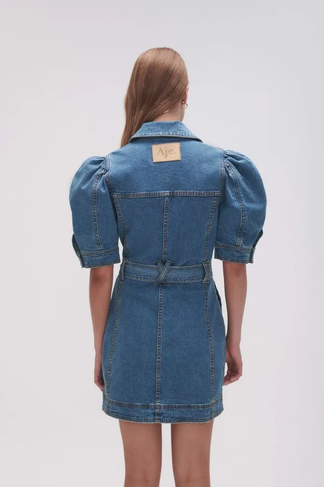 Aje Denim Adriana Puff Sleeve Mini Dress 90039s Wash 8211 Women Aje Denim Adriana Puff Sleeve Mini Dress 90039s Wash 8211 Women