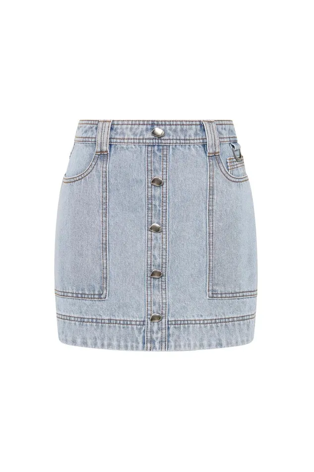 Aje Denim Aura Denim Mini Skirt Sea Spray Wash 8211 Women