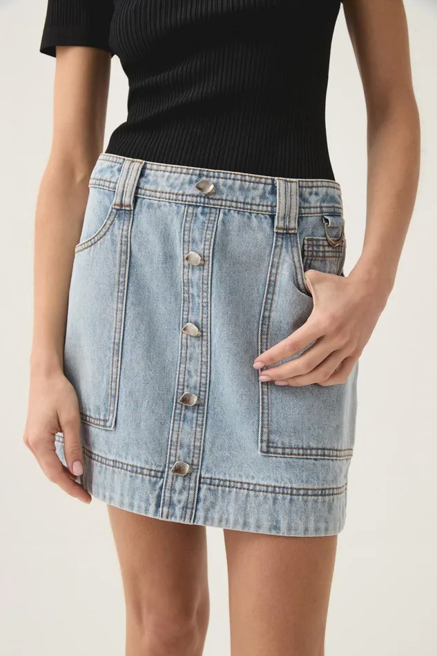 Aje Denim Aura Denim Mini Skirt Sea Spray Wash 8211 Women