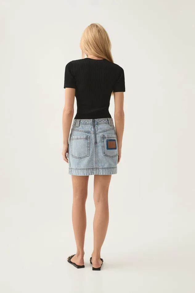 Aje Denim Aura Denim Mini Skirt Sea Spray Wash 8211 Women