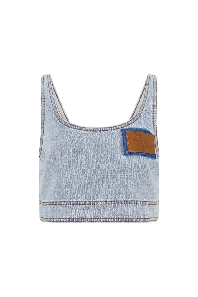 Aje Denim Aura Denim Top Sea Spray Wash 8211 Women Aje Denim Aura Denim Top Sea Spray Wash 8211 Women