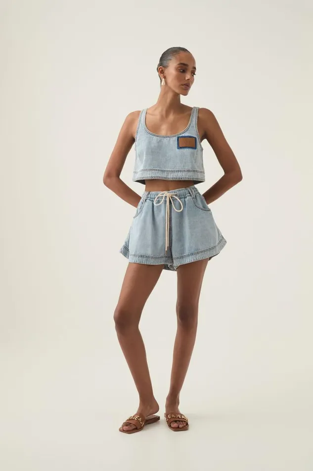 Aje Denim Aura Denim Top Sea Spray Wash 8211 Women Aje Denim Aura Denim Top Sea Spray Wash 8211 Women