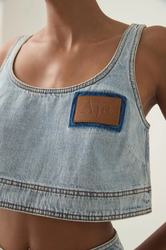 Aje Denim Aura Denim Top Sea Spray Wash 8211 Women Aje Denim Aura Denim Top Sea Spray Wash 8211 Women