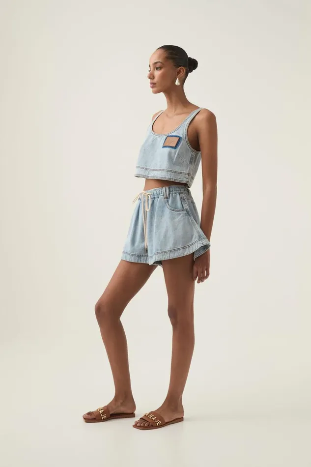 Aje Denim Aura Denim Top Sea Spray Wash 8211 Women Aje Denim Aura Denim Top Sea Spray Wash 8211 Women