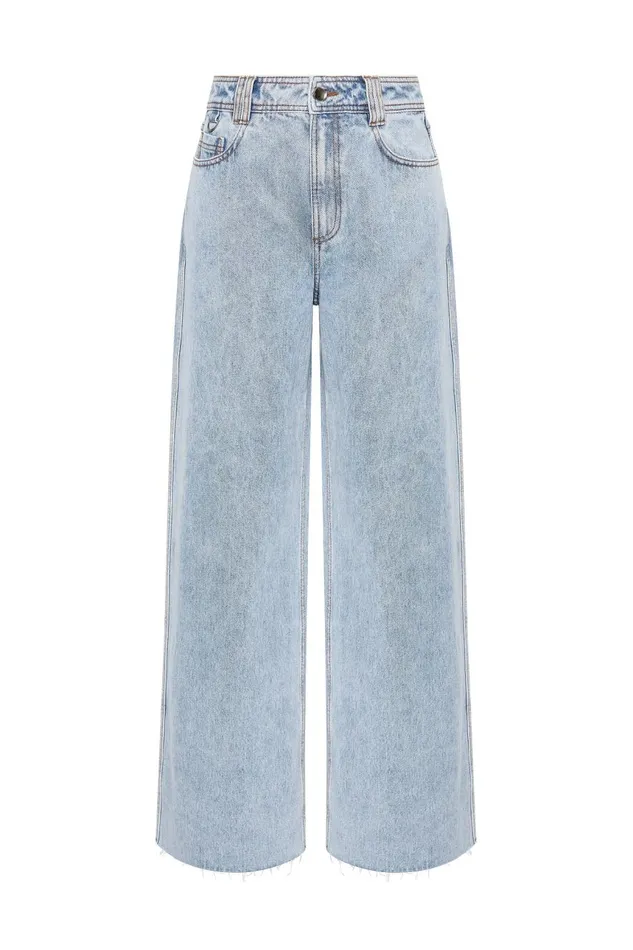 Aje Denim Aura Wide Leg Jeans Sea Spray Wash 8211 Women