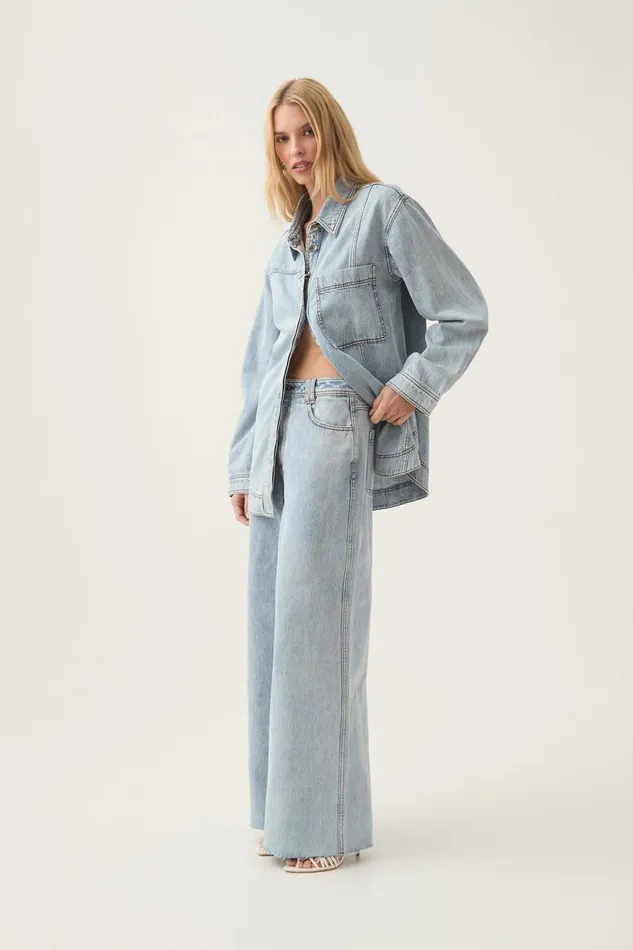 Aje Denim Aura Wide Leg Jeans Sea Spray Wash 8211 Women