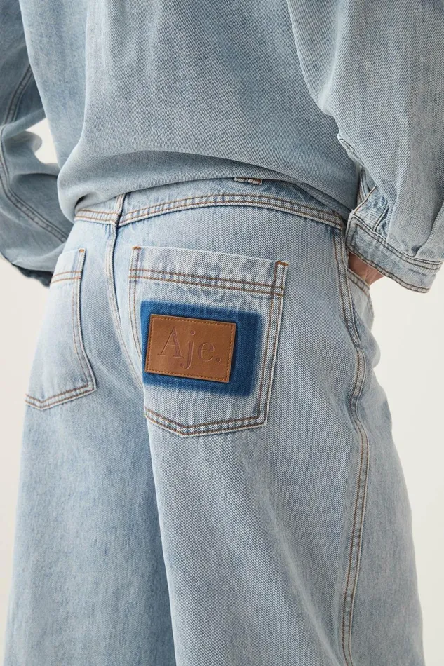 Aje Denim Aura Wide Leg Jeans Sea Spray Wash 8211 Women