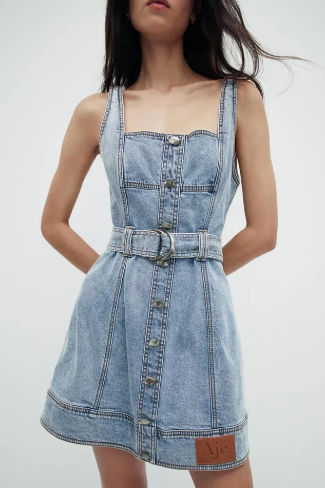 Aje Denim Zariah Denim Mini Dress Sky Wash 8211 Women