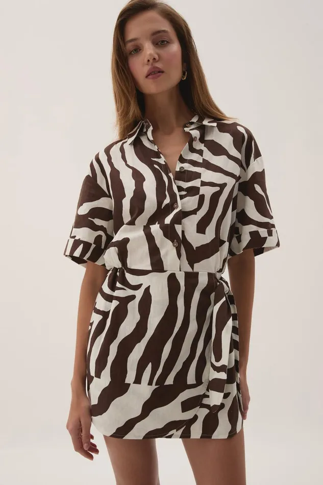 Aje Dresses Airlie Mini Shirt Dress Chocolate Zebra 8211 Women