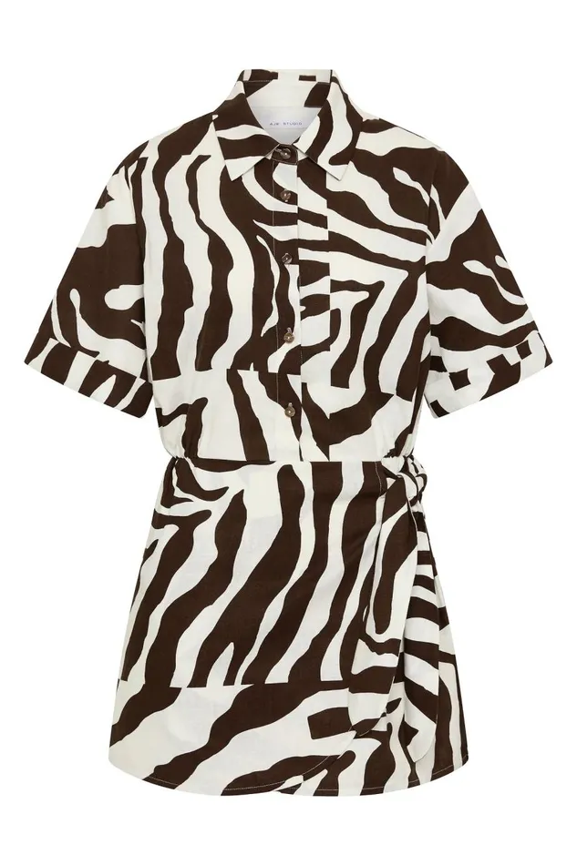 Aje Dresses Airlie Mini Shirt Dress Chocolate Zebra 8211 Women Aje Dresses Airlie Mini Shirt Dress Chocolate Zebra 8211 Women