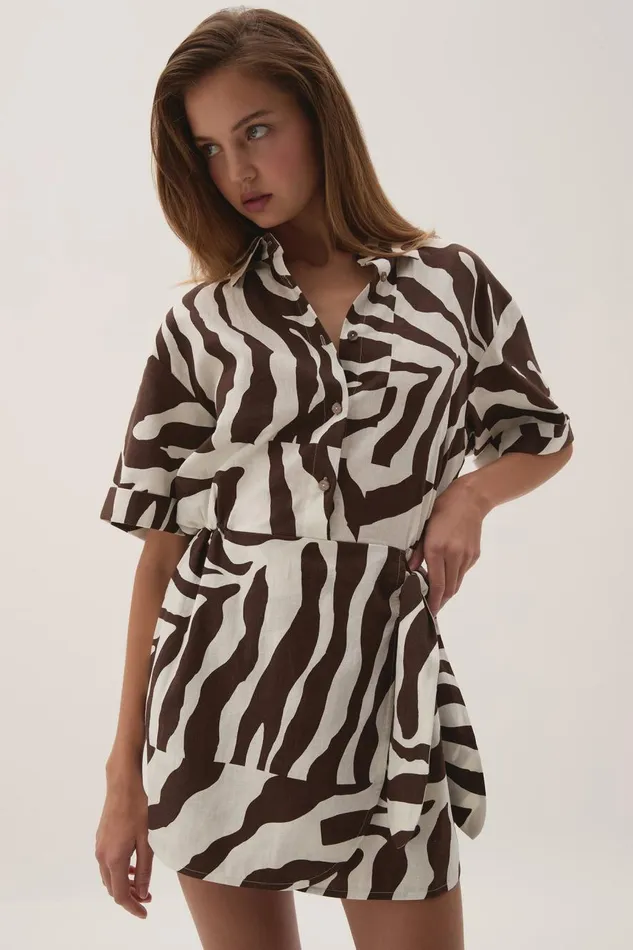 Aje Dresses Airlie Mini Shirt Dress Chocolate Zebra 8211 Women Aje Dresses Airlie Mini Shirt Dress Chocolate Zebra 8211 Women