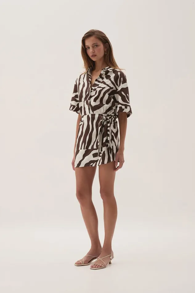 Aje Dresses Airlie Mini Shirt Dress Chocolate Zebra 8211 Women Aje Dresses Airlie Mini Shirt Dress Chocolate Zebra 8211 Women
