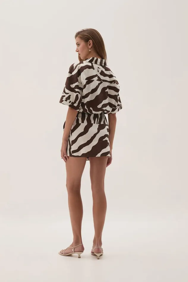 Aje Dresses Airlie Mini Shirt Dress Chocolate Zebra 8211 Women Aje Dresses Airlie Mini Shirt Dress Chocolate Zebra 8211 Women
