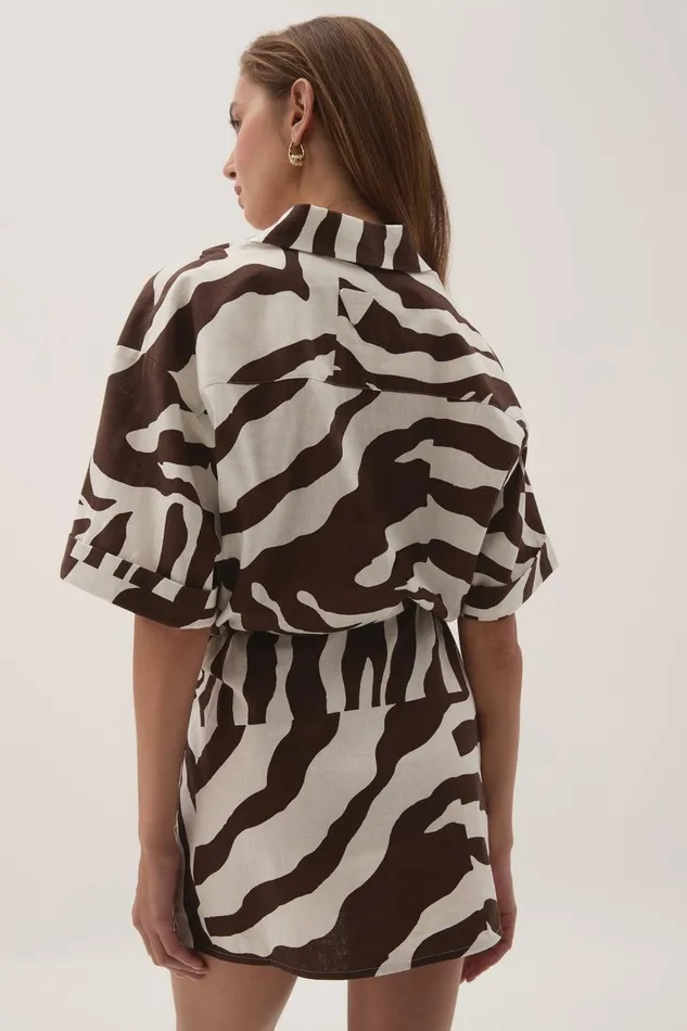Aje Dresses Airlie Mini Shirt Dress Chocolate Zebra 8211 Women Aje Dresses Airlie Mini Shirt Dress Chocolate Zebra 8211 Women