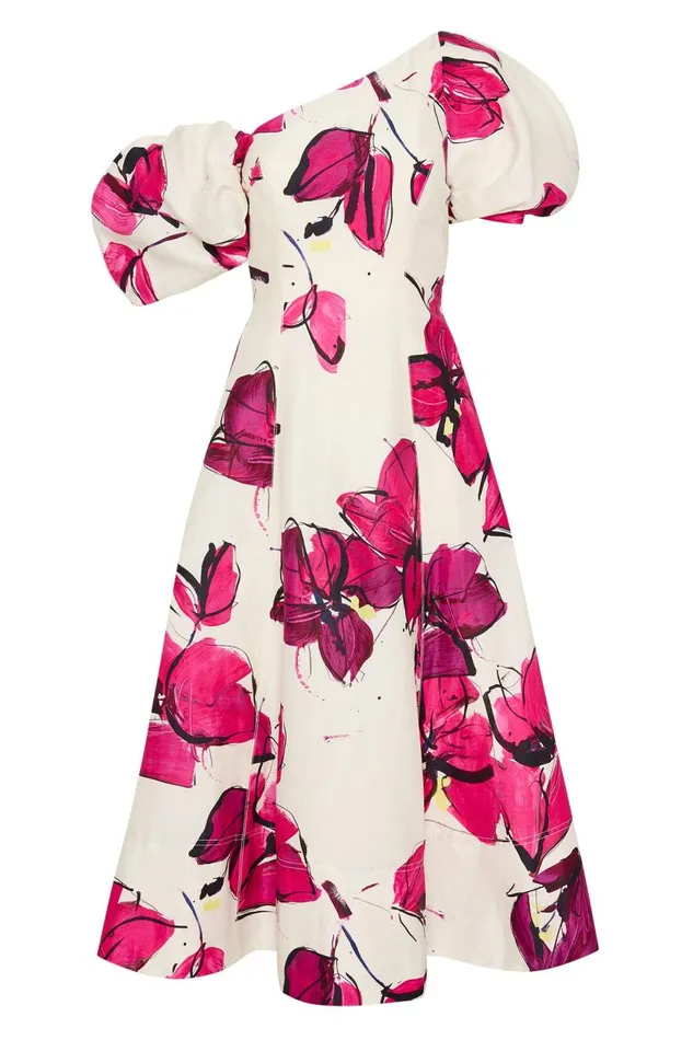 Aje Dresses Arista Tulip Sleeve Midi Dress Falling Florals 8211 Women Aje Dresses Arista Tulip Sleeve Midi Dress Falling Florals 8211 Women