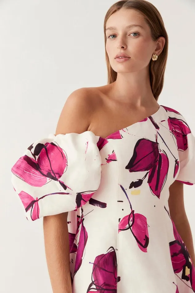 Aje Dresses Arista Tulip Sleeve Midi Dress Falling Florals 8211 Women Aje Dresses Arista Tulip Sleeve Midi Dress Falling Florals 8211 Women