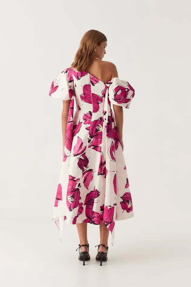 Aje Dresses Arista Tulip Sleeve Midi Dress Falling Florals 8211 Women Aje Dresses Arista Tulip Sleeve Midi Dress Falling Florals 8211 Women
