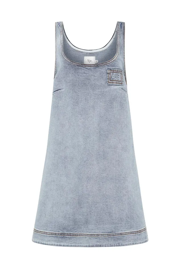 Aje Dresses Bambie Denim Mini Dress Two Tone Indigo 8211 Women Aje Dresses Bambie Denim Mini Dress Two Tone Indigo 8211 Women