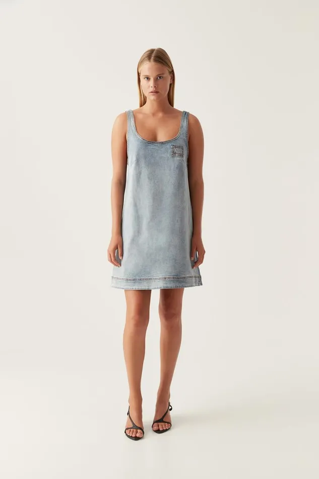 Aje Dresses Bambie Denim Mini Dress Two Tone Indigo 8211 Women Aje Dresses Bambie Denim Mini Dress Two Tone Indigo 8211 Women