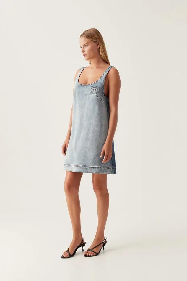 Aje Dresses Bambie Denim Mini Dress Two Tone Indigo 8211 Women Aje Dresses Bambie Denim Mini Dress Two Tone Indigo 8211 Women
