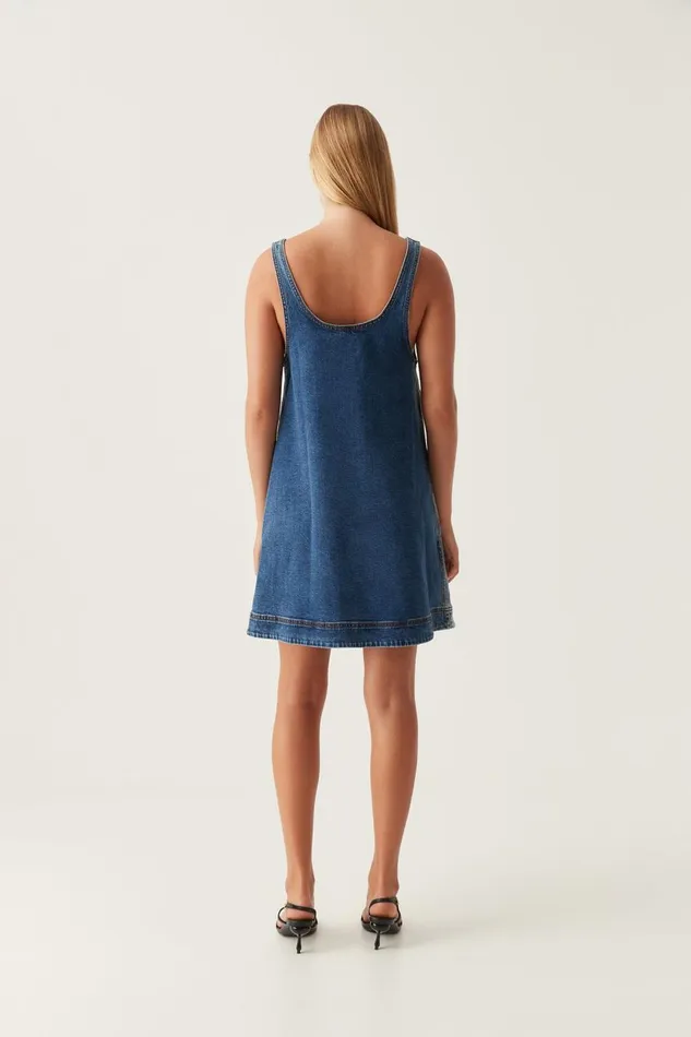 Aje Dresses Bambie Denim Mini Dress Two Tone Indigo 8211 Women Aje Dresses Bambie Denim Mini Dress Two Tone Indigo 8211 Women