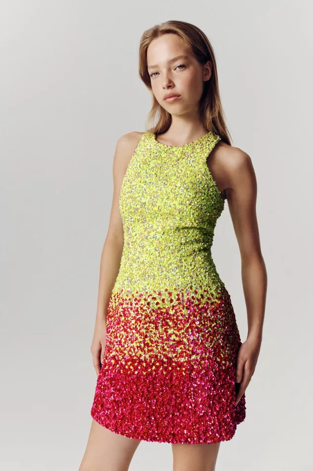 Aje Dresses Calypso Ombre Mini Dress Ombre Light Lime Green 8211 Women Aje Dresses Calypso Ombre Mini Dress Ombre Light Lime Green 8211 Women