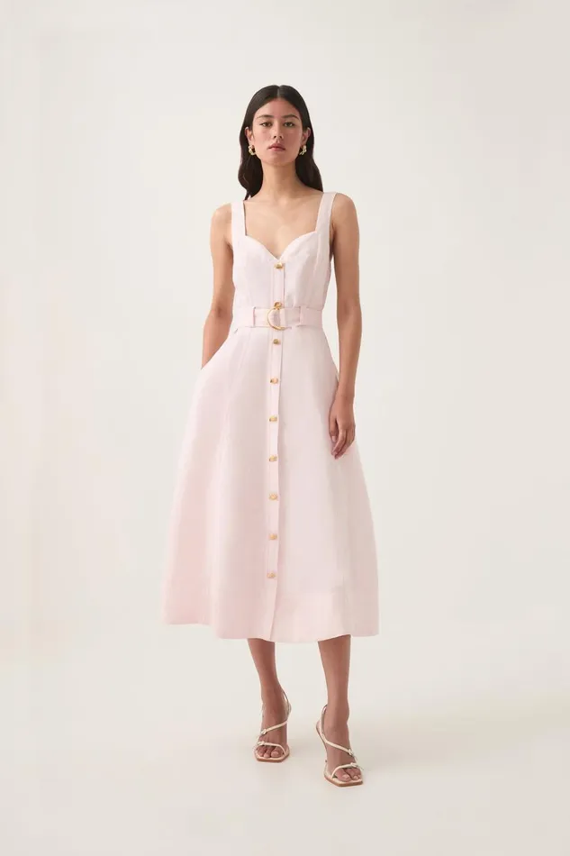 Aje Dresses Clay Belted Midi Dress Pastel Pink 8211 Women