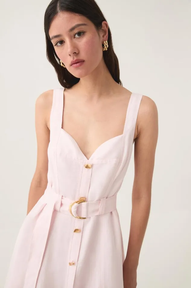Aje Dresses Clay Belted Midi Dress Pastel Pink 8211 Women Aje Dresses Clay Belted Midi Dress Pastel Pink 8211 Women