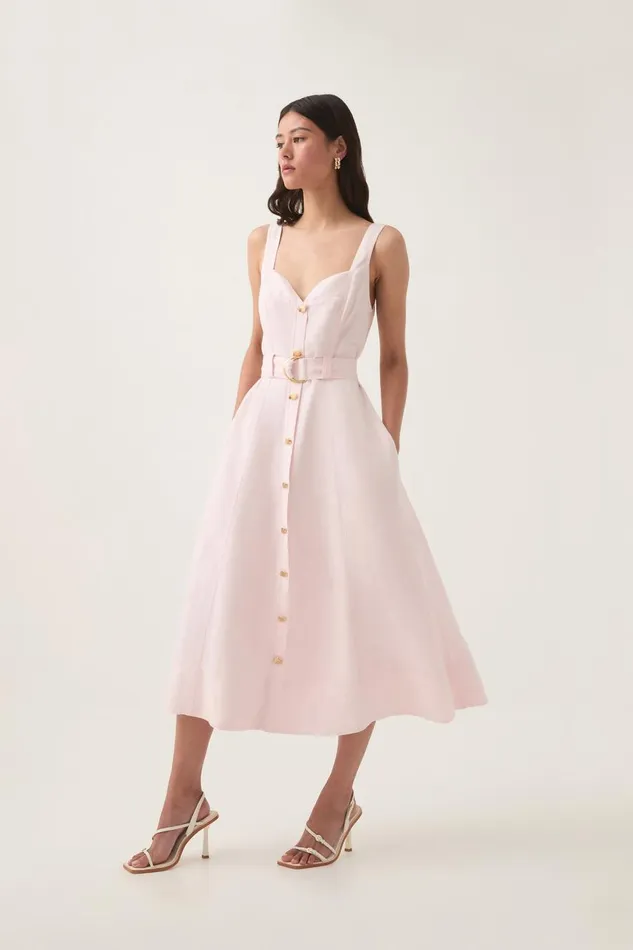 Aje Dresses Clay Belted Midi Dress Pastel Pink 8211 Women Aje Dresses Clay Belted Midi Dress Pastel Pink 8211 Women