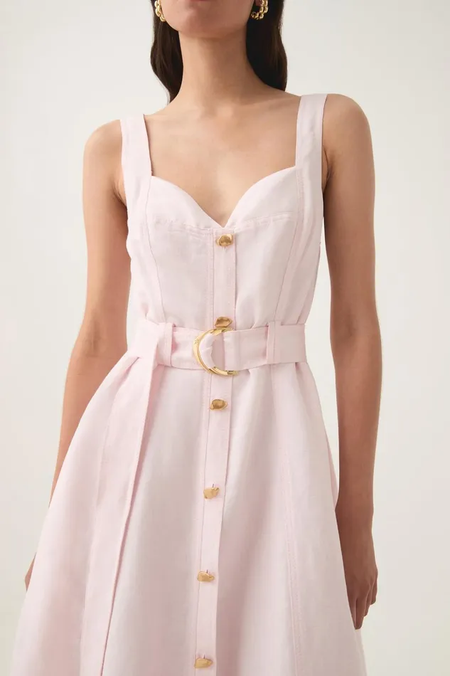 Aje Dresses Clay Belted Midi Dress Pastel Pink 8211 Women Aje Dresses Clay Belted Midi Dress Pastel Pink 8211 Women