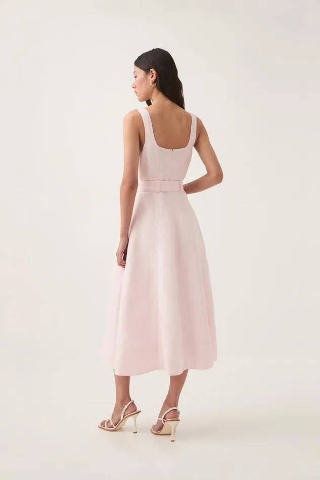 Aje Dresses Clay Belted Midi Dress Pastel Pink 8211 Women Aje Dresses Clay Belted Midi Dress Pastel Pink 8211 Women