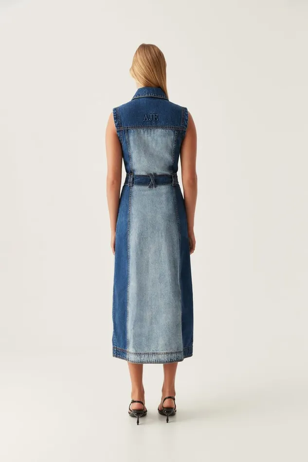 Aje Dresses Darcie Denim Midi Dress Two Tone Indigo 8211 Women Aje Dresses Darcie Denim Midi Dress Two Tone Indigo 8211 Women