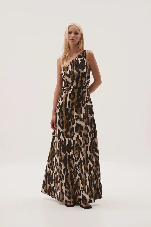 Aje Dresses Daze One Shoulder Maxi Dress Animal 8211 Women