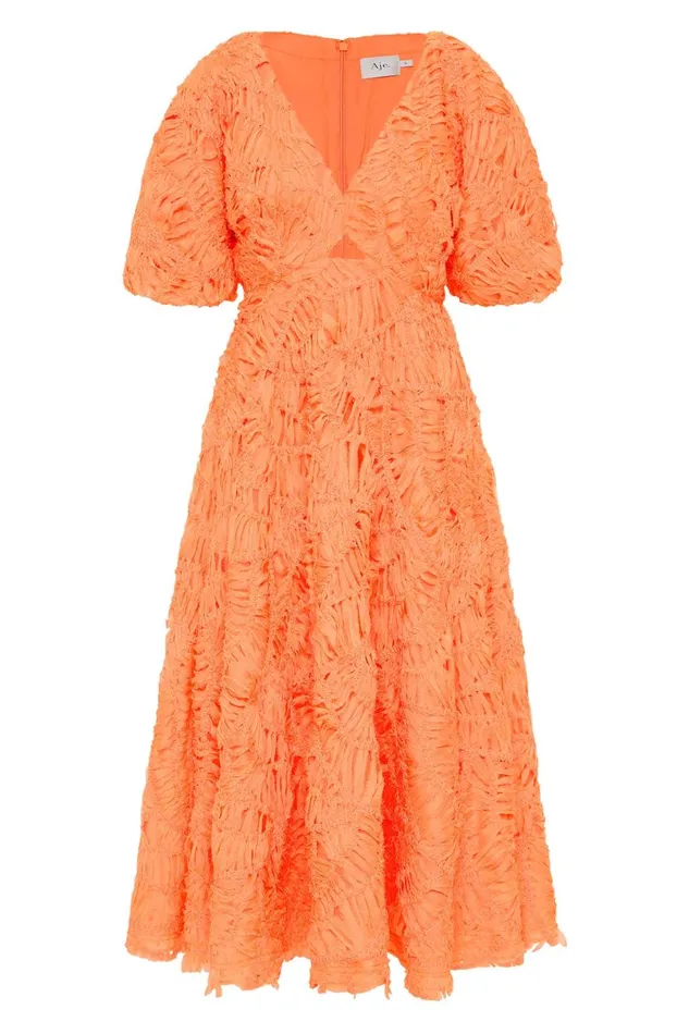 Aje Dresses Florential Textured Midi Dress Apricot 8211 Women Aje Dresses Florential Textured Midi Dress Apricot 8211 Women