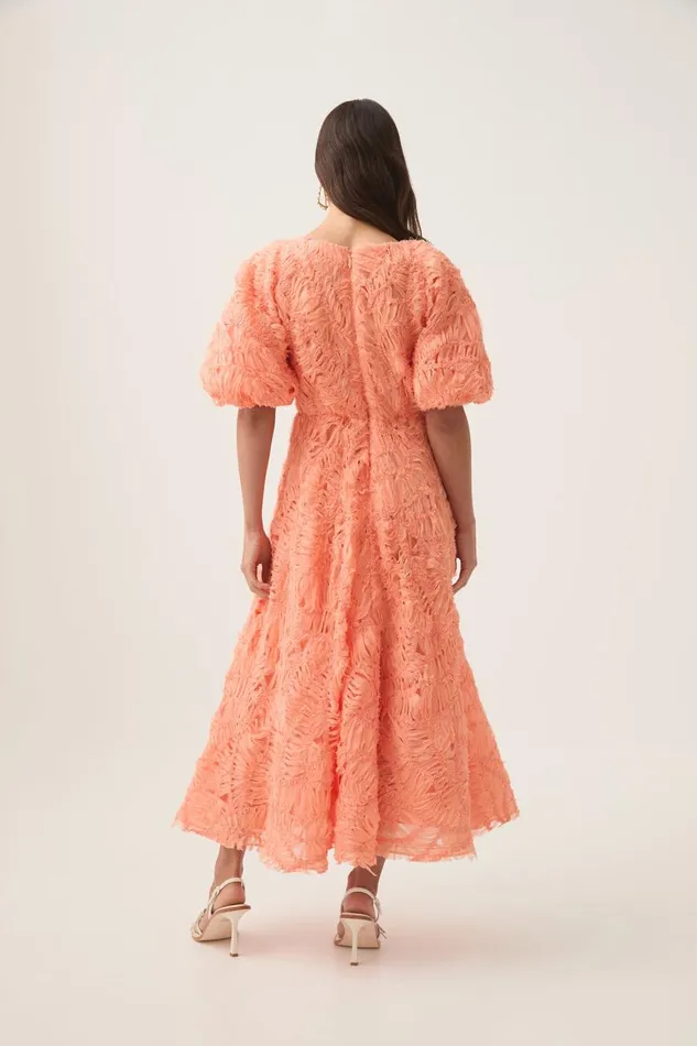 Aje Dresses Florential Textured Midi Dress Apricot 8211 Women Aje Dresses Florential Textured Midi Dress Apricot 8211 Women